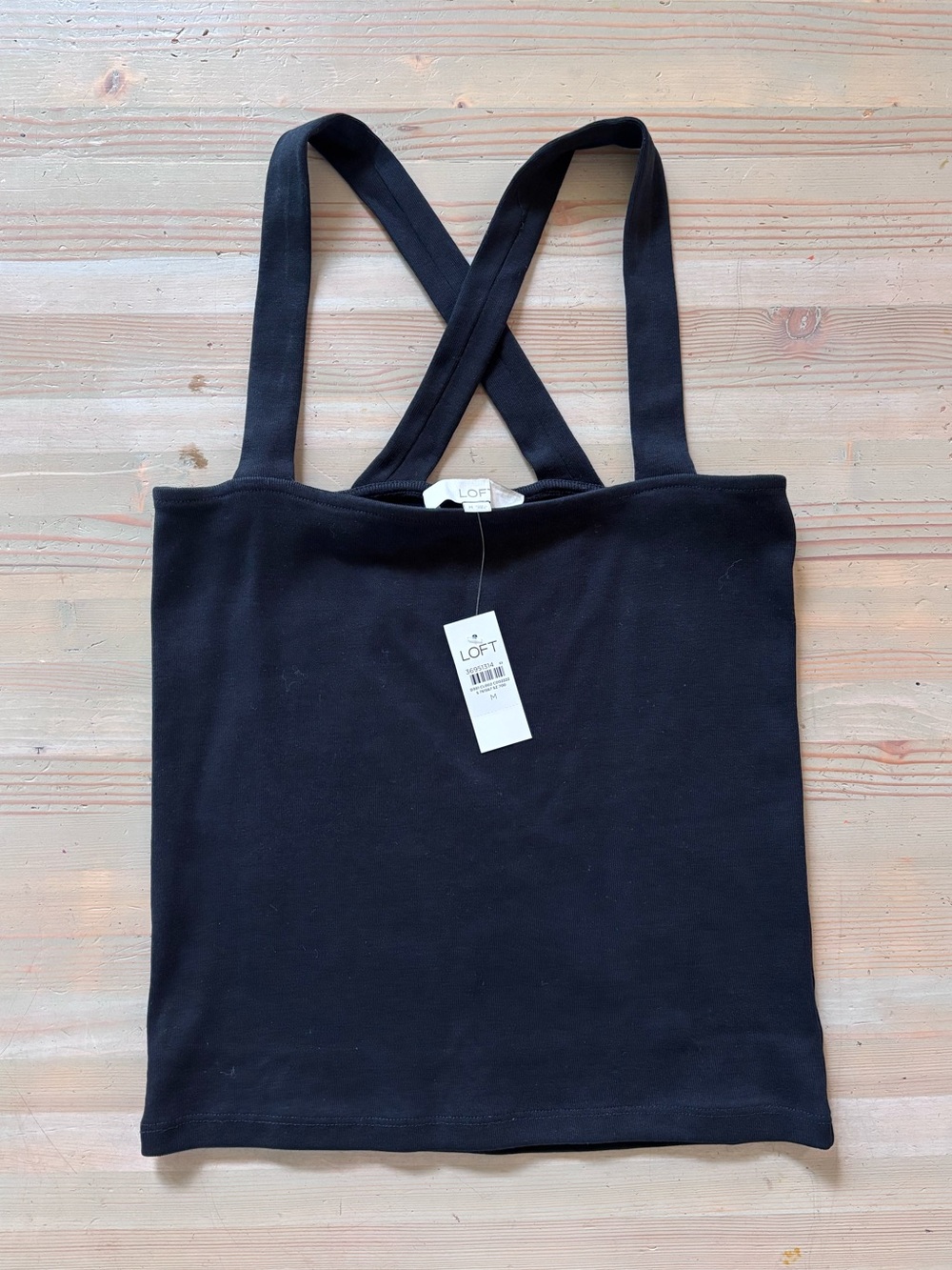 LOFT Black Cross Back Tank Top - Medium
